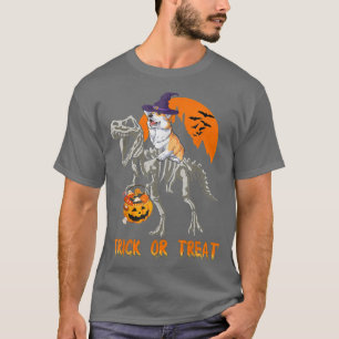 Happy Halloween Corgi Riding Skeleton Dinosaur 344 T-Shirt