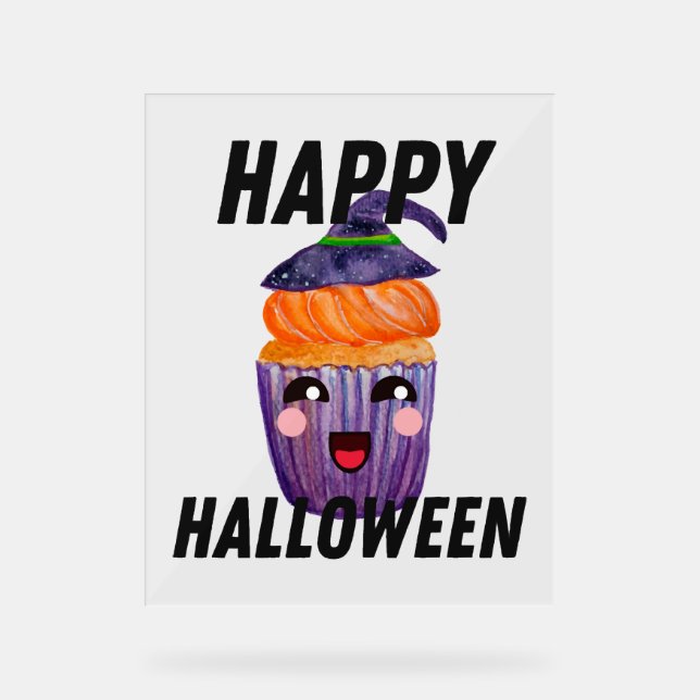Happy Halloween Costume Halloween Cupcake Acrylic Sign (Front)