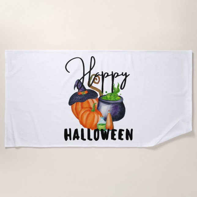 Happy Halloween Costume Halloween Decor Beach Towel (Front)