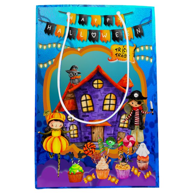 Happy Halloween Costume kids Party Celebration Medium Gift Bag (Front)