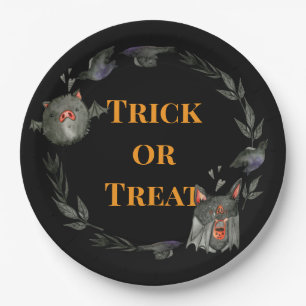 Happy Halloween Costume Party Bat  Paper Plate
