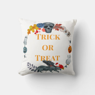 Happy Halloween Costume Party Pumpkin and Ghosts   Throw Pillow