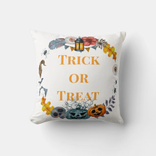 Happy Halloween Costume Party Pumpkin Paper Plates Throw Pillow