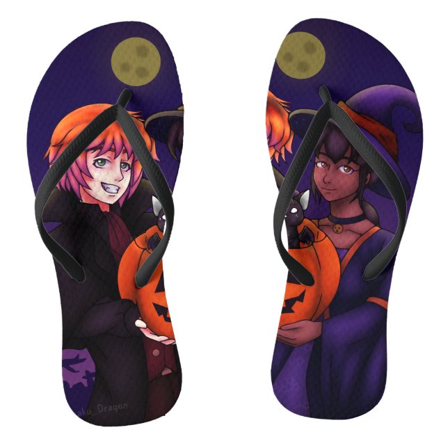 Happy Halloween Costumes Flip Flops (Footbed)