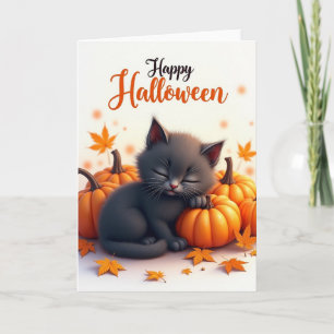 Happy Halloween Cozy Kitten Card
