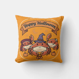 Happy Halloween Crabs  Throw Pillow