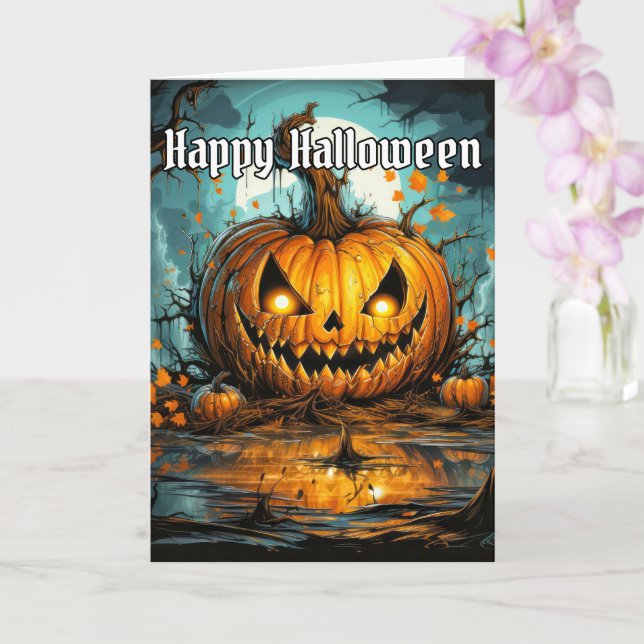 Happy Halloween | Creepy Pumpkin Card (Orchid)