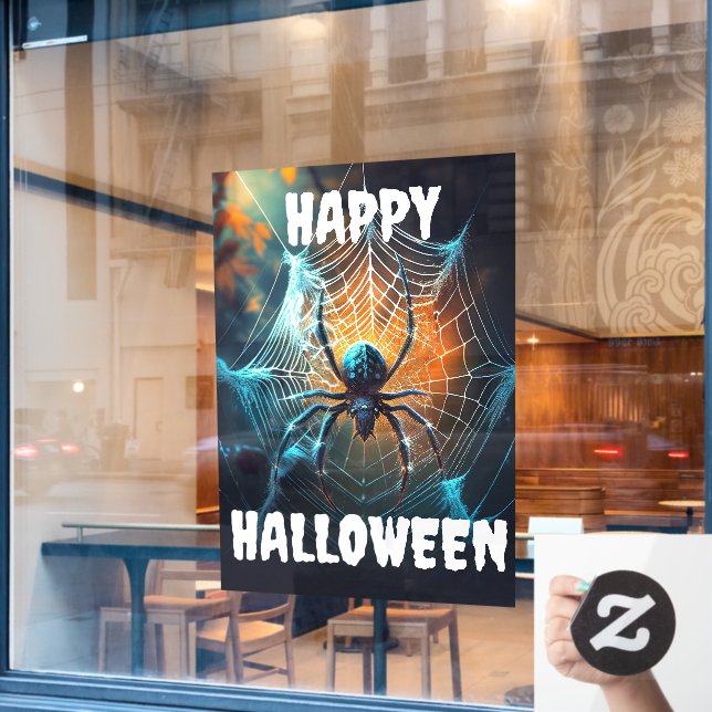 Happy Halloween Creepy Spider  Window Cling (Cafe Window)