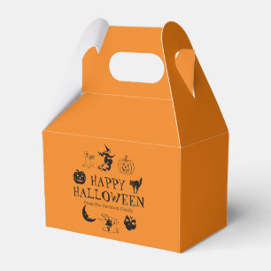 Happy Halloween custom name black & orange treat Favor Box