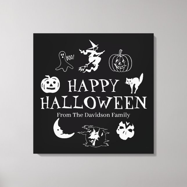 Happy Halloween custom name black spooky decor (Front)