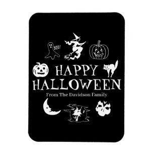 Happy Halloween custom name black spooky Magnet