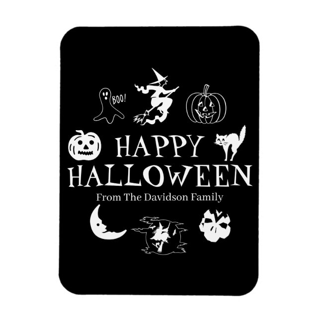 Happy Halloween custom name black spooky Magnet (Vertical)