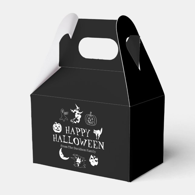 Happy Halloween custom name black treat spooky Favor Box (Front Side)