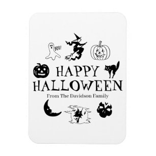 Happy Halloween custom name black white Magnet