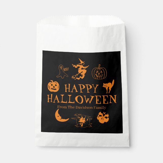 Happy Halloween custom name gift treat Favour Bag (Front)