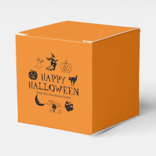 Happy Halloween custom name orange treat Favor Box