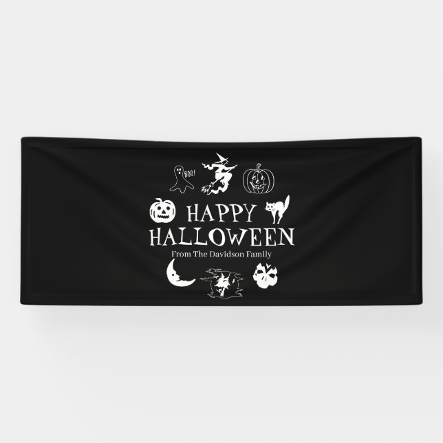 Happy Halloween custom name spooky decoration Banner (Horizontal)