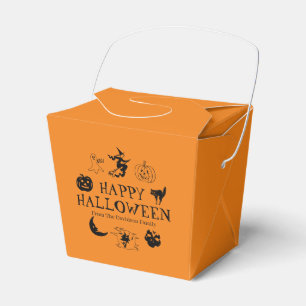 Happy Halloween custom name treat black & orange  Favor Box