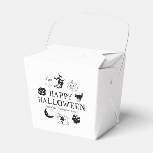 Happy Halloween custom name treat black white Favor Box