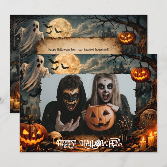 🎃 Happy Halloween Custom Photo card (Front/Back)
