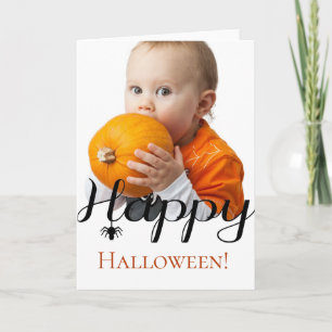 Happy Halloween custom photo spider Card