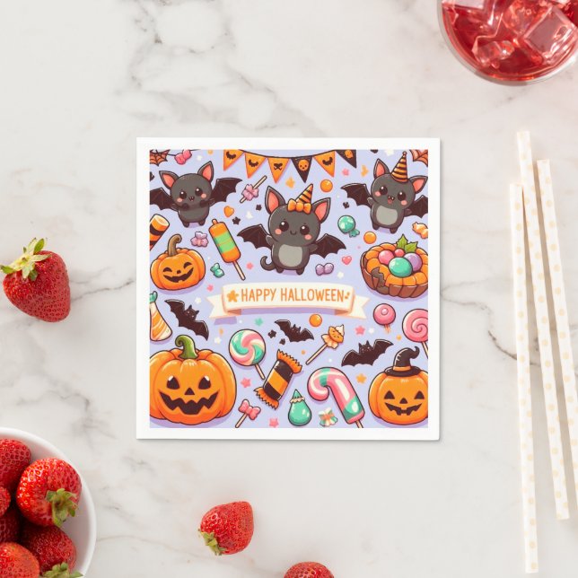 Happy halloween cute bats candy napkin (Insitu)