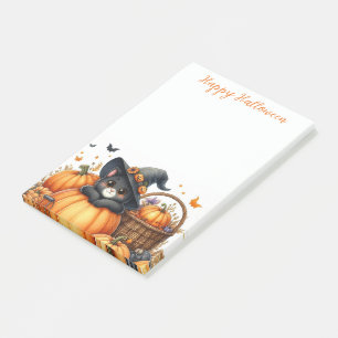 Happy Halloween Cute Black Cat and Pumpkins Post-it Notes