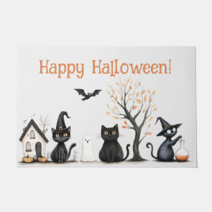 "Happy Halloween" Cute Black Cats  Doormat