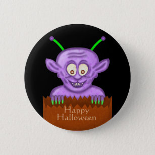 Happy Halloween Cute Cartoon Goblin Monster 2 Inch Round Button