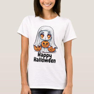 Happy Halloween Cute Ghost and Pumpkins T-Shirt