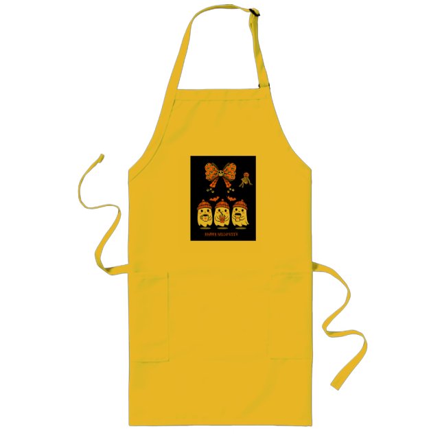 Happy Halloween - cute ghost coffee Long Apron (Front)