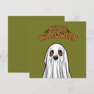 Happy Halloween Cute Ghost Dog Holiday Card