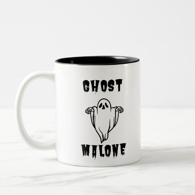 Happy Halloween Cute Ghost Funny Two-Tone Coffee Mug (Left)