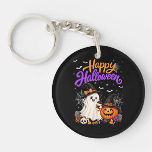 Happy Halloween Cute Ghost Pumpkin Spooky Keychain