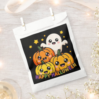 Happy Halloween Cute Ghost & Pumpkins Paper Favour Bag