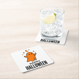 Happy Halloween Cute Ghost Square Paper Coaster