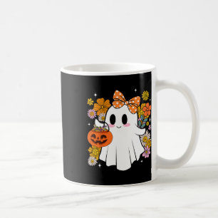 Happy Halloween Cute Ghost Vintage Floral Trick Or Coffee Mug