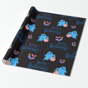 Happy Halloween Cute ghosts with candy Wrapping Paper