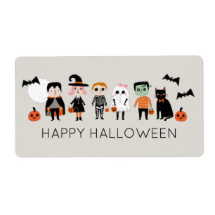 Happy Halloween cute kids in costumes