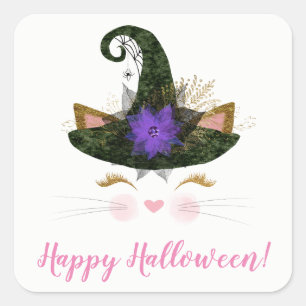 Happy Halloween Cute Kitty Witch Seal