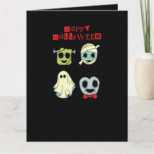 Happy Halloween Cute Monsters Card Frankenstein 