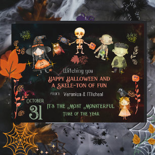 Happy Halloween Cute Monsters Postcard