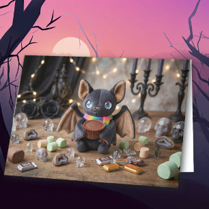 Happy Halloween Cute Plushie Bat Flirty Card