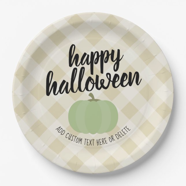 Happy Halloween - Cute Pumpkin Farmhouse Colours Paper Plate (Front)