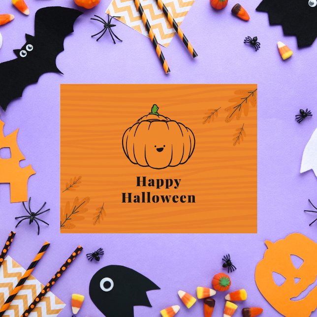 Happy Halloween Cute Pumpkin Orange Postcard (Creator Uploaded)