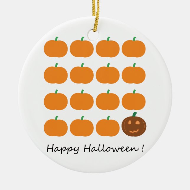 Happy Halloween Cute Pumpkin Patch Ceramic Ornament (Front)
