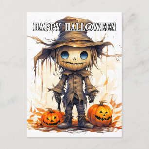 Happy Halloween   Cute Ragdoll Scarecrow Postcard