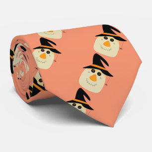 Happy Halloween Cute Scarecrow and Spider Tie