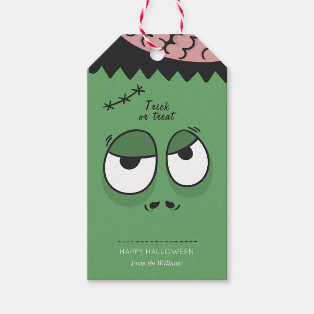Happy Halloween Cute Scary Face Gift Tag (Front)