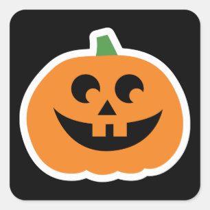 Happy Halloween   Cute Smile Jack-O-Lantern Square Sticker